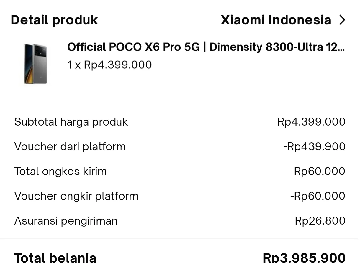 POCO X6 Pro 5G phone purchase screenshot